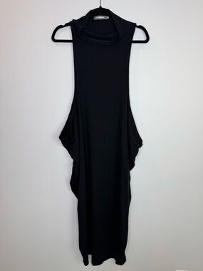 Alembika oversized lagenlook Black Draped pocket Dress size S/M
